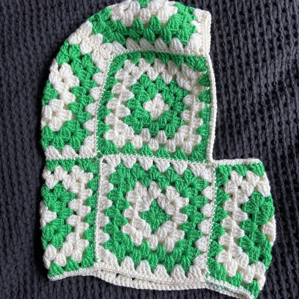 Cotton Knit Balaclava Hoodie Hat Handmade